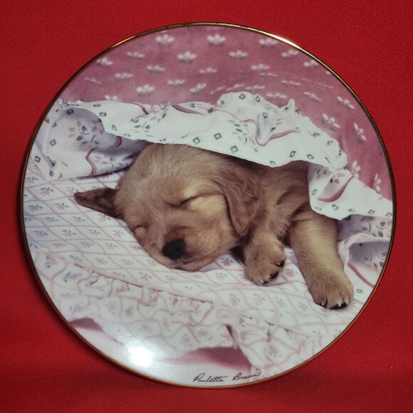 Do Not Disturb Golden Puppy Portraits Plate The Hamilton Collection 1994 - Picture 1 of 11